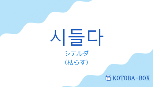 シテルダ（韓国語:시들다の発音と意味）