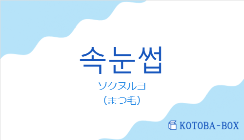 ソクヌルヨ（韓国語:속눈썹の発音と意味）