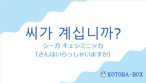 シーガ キェシミニッカ（韓国語:씨가 계십니까?の発音と意味）