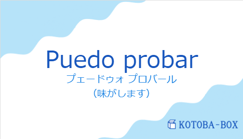 プェードゥォ プロバール(スペイン語:Puedo probarの発音と意味)