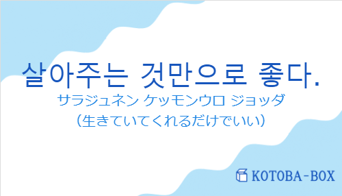 サラジュネン ケッモンウロ ジョッダ（韓国語:살아주는 것만으로 좋다.の発音と意味）