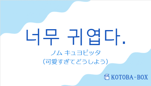 ノム キュヨピッタ（韓国語:너무 귀엽다.の発音と意味）