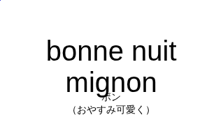 ボン（フランス語:bonne nuit mignonの発音と意味）