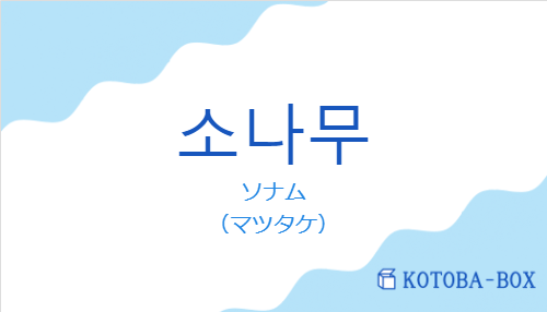 ソナム（韓国語:소나무の発音と意味）