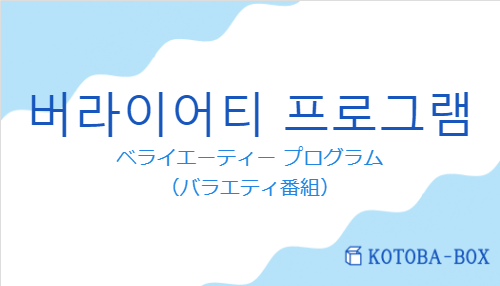 ベライエーティー プログラム（韓国語:버라이어티 프로그램の発音と意味）