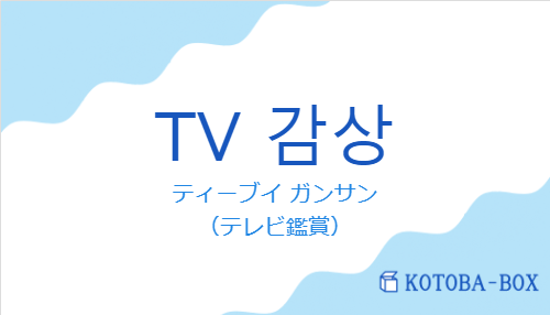 ティーブイ ガンサン（韓国語:TV 감상の発音と意味）