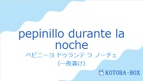 ペピニーヨ ドゥランテ ラ ノーチェ（スペイン語:pepinillo durante la nocheの発音と意味）