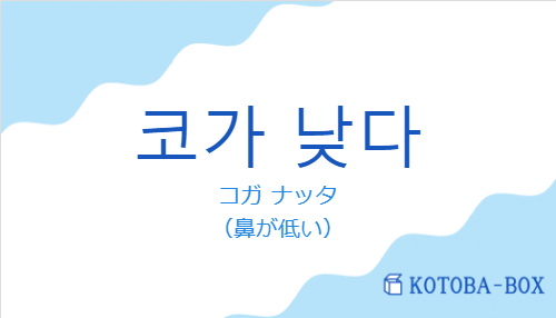 コガ ナッタ（韓国語:코가 낮다の発音と意味）